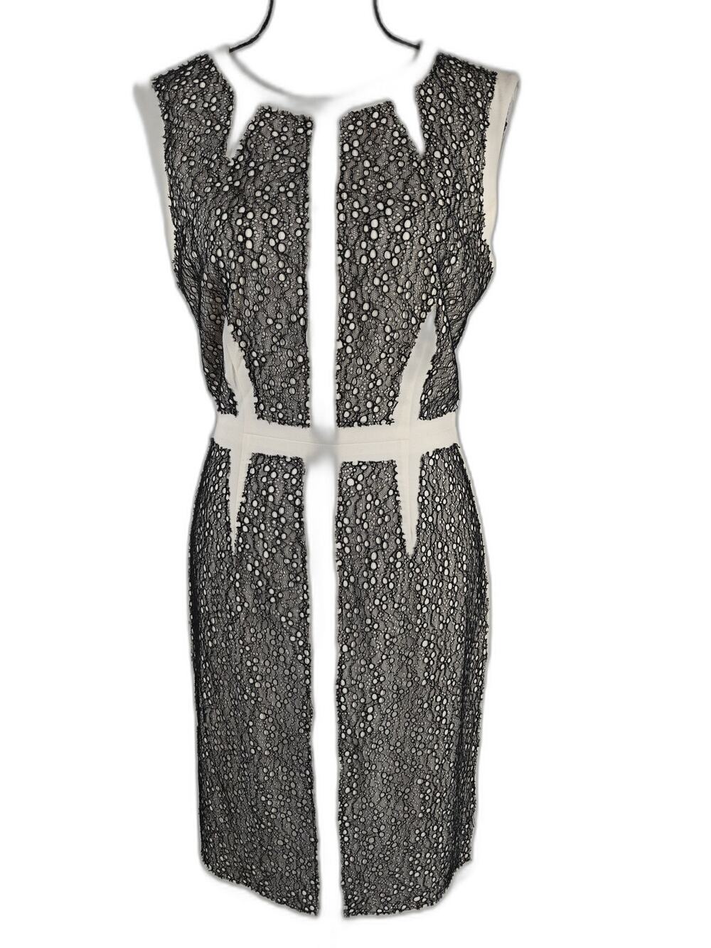 Women’s BCBGMAXAZRIA Lace Sheath Dress Ivory Black Size 6